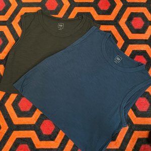 Gap Slub Cotton Muscle Tanks - Blue/Gray - Size M